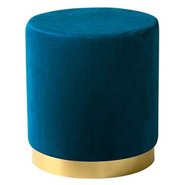 Imagem de Banqueta redonda para pés Ottomans Banquinho para pés, banco de troca de sapatos para quarto, sala de estar, varanda/azul royal/30 x 40 cm