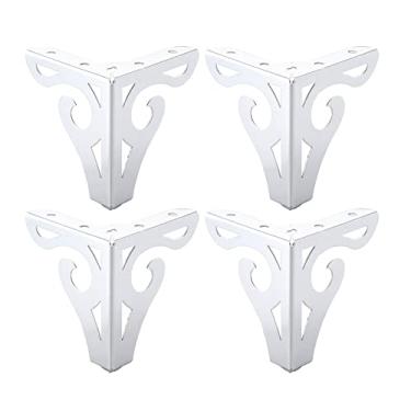 Imagem de ZJYWMM 4 peças de cômoda pés de móveis pernas de armário de metal base de mesa moderna pernas de móveis vazados pernas de armário estilo europeu para pés de mesa mesa de escritório em casa cozinha