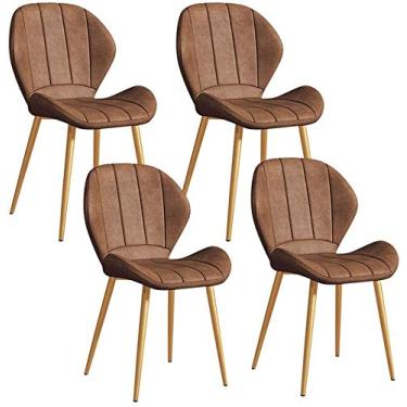 Imagem de Cadeiras modernas de cozinha para sala de jantar, cadeiras de jantar de couro, conjunto de 4 pés antiderrapantes de ferro, adequado para maquiagem, cadeira de escritório, cadeira de canto (cor: B)