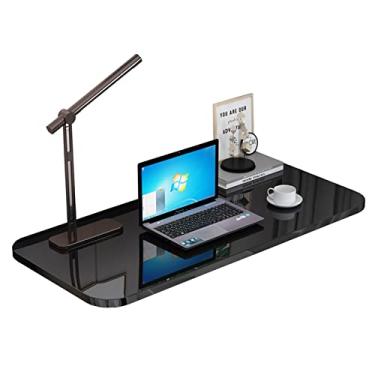 Imagem de Mesa de parede dobrável flutuante para laptop, mesa de trabalho dobrável, mesa de jantar com suporte para economia de espaço/preta/120 x 30 cm (preto 90 x 30 cm)