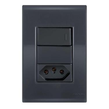 Imagem de Conjunto 1 Simples + 1 Tomada 10A - Tramontina Liz Grafite