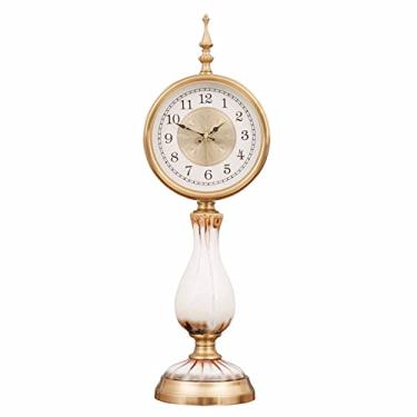 Imagem de Relógio de mesa retrô decorativo relógio de mesa mesa decoração sala de estar nova luz chinesa luxo criativo relógio de mesa relógio de prateleira (E numerais romanos) (numerais arábicos) (numerais