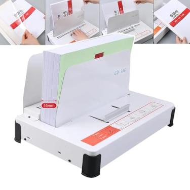 Imagem de Máquina de encadernação térmica elétrica para documentos, fixação automática, liga 1 55 mm de espessura, comporta até 500 folhas, ideal para relatórios e citações