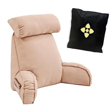 Imagem de Almofada de leitura de apoio para as costas para cama, almofada de apoio para descanso de costas com capa removível, almofada de suporte lombar com descanso de braço, almofadas confortáveis de braço