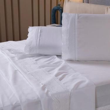 Imagem de Kit Roupa De Cama Jogo de Lençol Casal Queen 03 Peças 400 Fios Micrope