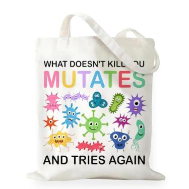 Imagem de RNYJJ Presentes engraçados de biologia para mulheres, sacola de lona de microbiologia celular de virologia, presente para professores de biologia de ciências, assistente de médico, medicina, escola