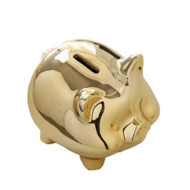 Imagem de Cofrinho dourado de cerâmica, decoração de mesa festiva com design criativo, ornamento bonito para sala de estar e dar de presente (2)