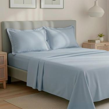 Imagem de Jogo de Cama King 300 Fios Percal 100% Algodão com Bordado 4 Peças BF Colchões