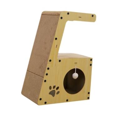 Imagem de Ｂｅｓｇａ Arranhador de papelão para gatos, arranhador multifuncional para gatinhos, para gatos de interior, estrutura para escalada e interação, ideal, com Bola Pendurada