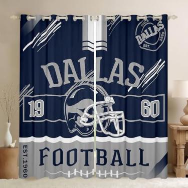Imagem de Cortinas blackout para capacete de futebol de 106 cm L x 232 cm C, cortinas de janela de jogos esportivos de rúgbi, cortinas de futebol americano para crianças, adolescentes, tratamentos de janela