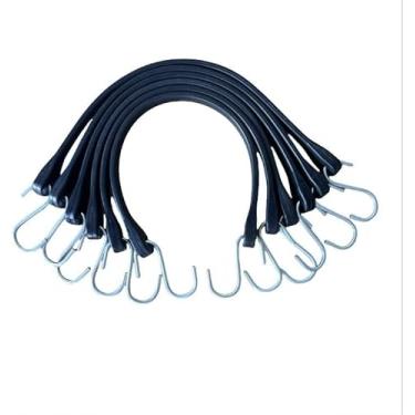Imagem de Cordões elásticos de borracha com ganchos resistentes 53 cm 150% de elasticidade máxima, 100% EPDM cordas elásticas com ganchos de metal frisado, ideal para prender lonas, carga, telas, à prova de