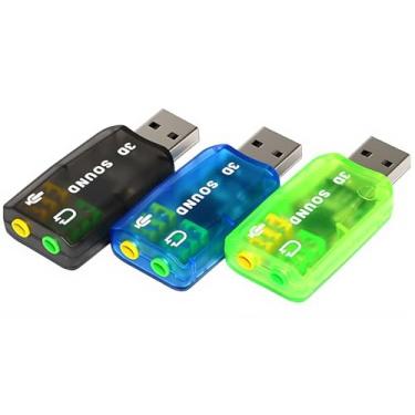 Imagem de Adaptador de som USB OUOUO, (pacote com 3) 3,5 mm, conectores de fone de ouvido e microfone, plugue e reproduza cartão de som estéreo externo, sem necessidade de drivers, Linux, PC, notebook, mesa, PS4 (três cores)
