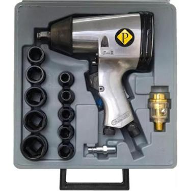 Imagem de Kit impacto pneumático 14 peças pistola soquete 1/2" chave p - Útil Fe