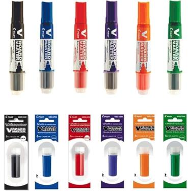 Imagem de Kit 6 Pincel Quadro Branco + 6 Refil V-Board Master Pilot visite nossa loja Leo Top Store