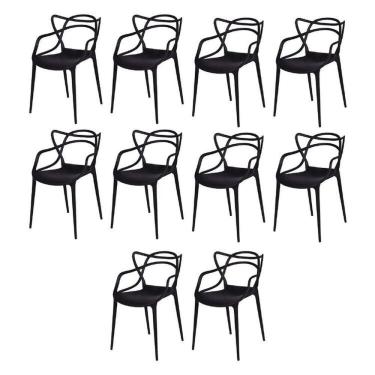 Imagem de Kit com 10 Cadeiras para Sala de Jantar Allegra Solna Preto