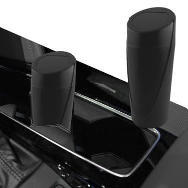 Imagem de Lyxheth Lixeira de carro com tampa, lixeira de carro, mini lata de lixo à prova de vazamento, acessórios para interior de carro, organizador multiuso portátil para carros, casa e escritório (preto)