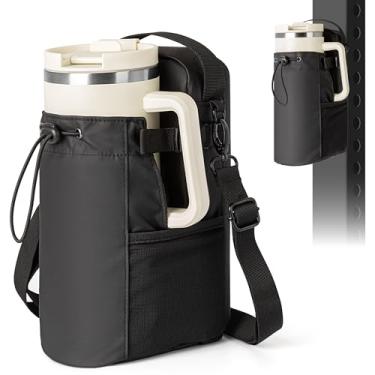 Imagem de Hilhook Bolsa magnética para academia, 5 ímãs fortes integrados para academia, bolsa de transporte para garrafa de água com bolsos e alça de ombro compatível com Owala Hydro Flask Stanley, serve para