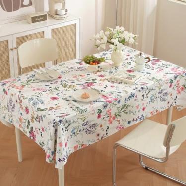 Imagem de TruDelve Toalha de mesa de vinil de plástico toalha de mesa quadrada primavera toalha de mesa ao ar livre capa de mesa de piquenique impermeável (137 x 137 cm, flor)