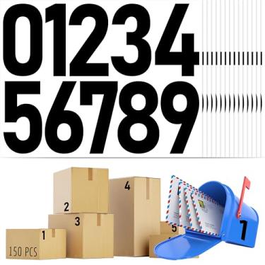 Imagem de 150 peças de adesivos numéricos, adesivos de vinil de 10 cm à prova d'água números consecutivos 0-9 etiquetas autoadesivas sem resíduos para escritório, sala de aula, interior, caixas, armazenamento