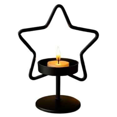 Imagem de Estrela Porta Vela de Metal 11x9cm – Decorativo Rechaud, Ideal para Natal em Casa(Preto)