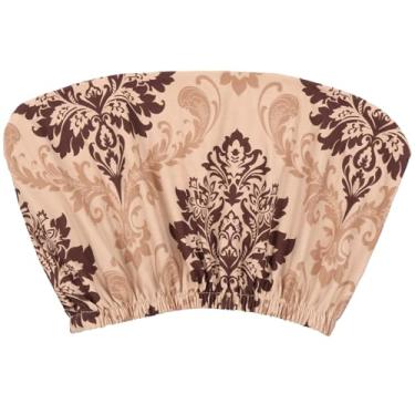 Imagem de 4 capas de cadeira, capas traseiras de cadeira de alta elasticidade, capa protetora de assento removível para sala de jantar, escritório, bar, Natal, férias, decoração de cozinha (marrom)