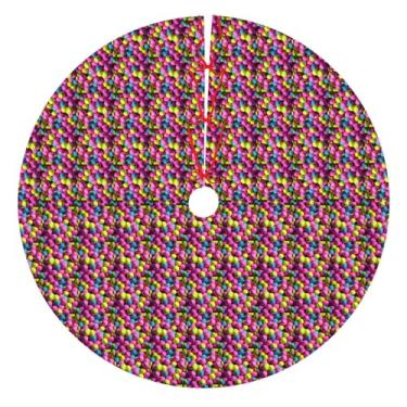 Imagem de Bolas de tênis rosa brilhante com estampa de saia de árvore de Natal, acessório festivo, tapete de Natal, casa, sala de estar, lareira