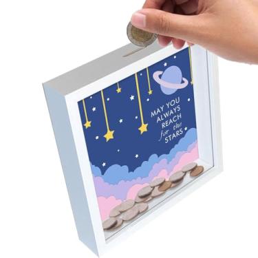 Imagem de Quadro de Foto Porquinho Dinheiro Banco Caixa Moedas Artes Madeira Berçário Decoração Casa para Menina Menino Crianças