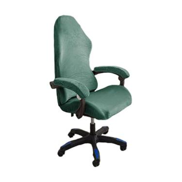 Imagem de GERLNF Capa de cadeira elástica com apoios de braços, capa de veludo para cadeira de jogos, protetor de poltrona para cadeira giratória de corrida reclinável (verde)