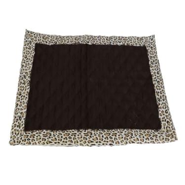 Imagem de Tapete Higiênico Impermeável para Pet, Marrom Escuro, Reutilizável e Lavável, Base Matelada com 3 Camadas, Microfibra com Bordas Estampadas (Marrom Onça, Pequeno)