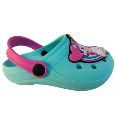 Imagem de Sandália Babuche Infantil Feminina Unicórnio Chinelo Criança Arco-íris Menina Coração-Feminino