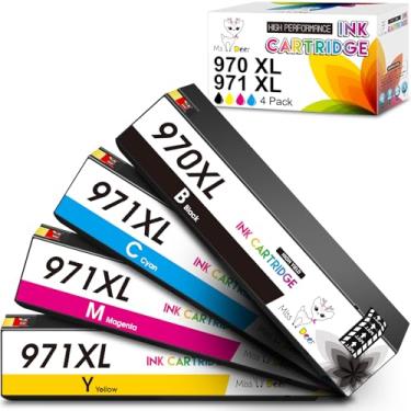 Imagem de MS DEER Cartuchos de tinta 970XL 971XL, substituição compatível para HP 970 971 XL HP970 HP971 para HP OfficeJet Pro X576dw X476dw X451dw X451dn X551dw X476dn MFP (pacote com 4, preto ciano magenta