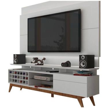 Imagem de Rack Com Painel Para Tv 55 Polegadas Branco Classic +ad 1.8 Com Led - Imcal Móveis