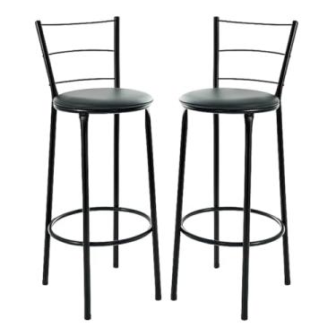 Imagem de Kit 2 Banquetas Alta Banco Bistro Desmontavel Preto Balcao Cozinha Área Gourmet 90cm Altura (VERMELHO) (PRETO)