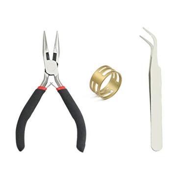 Imagem de Kit de Alicate Dedal e Pinça com Anéis Salto Acessório para Confecção Bijuterias Colar Brincos Pulseiras Artesanato Manu