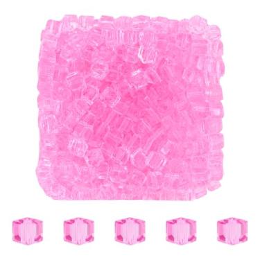 Imagem de Mandala Crafts Contas de cristal de cubo rosa de 4 mm – 500 contas de vidro facetadas para fabricação de joias, suprimentos de contas, artesanato DIY, pulseiras, colares, brincos e contas