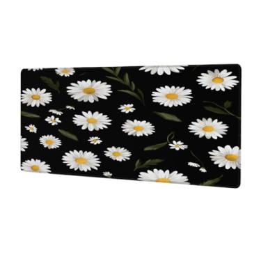 Imagem de Margaridas brancas grandes flores mouse pad impermeável computador protetor de mesa tapete antiderrapante base de borracha mousepad para escritório, computador, teclado, laptop e mesa de casa, mouse