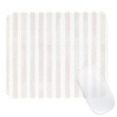 Imagem de Ksriylm Tapete de rato quadrado bonito listrado com borda costurada, tapete de rato pequeno de tecido impermeável premium, base de borracha antiderrapante, simples e engraçado, acessórios de mesa