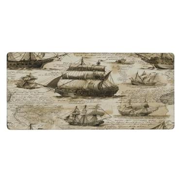 Imagem de Tapete de mouse retrô grande de jornal à prova d'água para computador estendido tapete protetor de mesa antiderrapante base de borracha para escritório, computador, teclado, laptop e mesa de casa