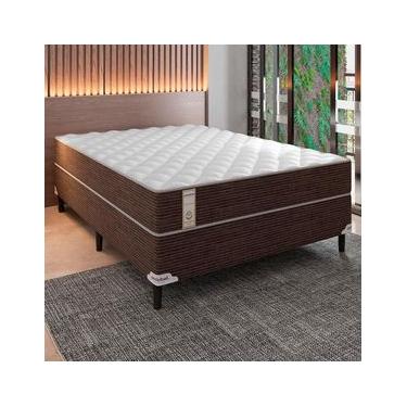 Imagem de Cama Box de Casal Portobel Roma com Molas Ensacadas 60x138x188cm - Branco/Marrom
