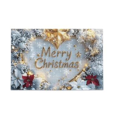 Imagem de Quebra-cabeça de 500 peças 3D Merry Christmas, jogos de quebra-cabeça composto de papel e madeira para adultos com bolsa de armazenamento