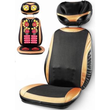 Imagem de Cadeira de Massagem Preto e Dourado, Esteira Massageadora, 12 Pontos de Massagem, com Controle Remoto, Apoio de Cabeça Ajustável, Múltiplos Níveis de Intensidade, Cadeira de Massageadora Eletrica