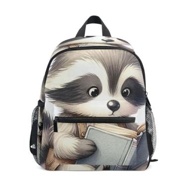 Imagem de GAIGEO Cute Raccoon Cub Baby Backpack Kindergarten Backpack for Boys with Front Pocket, Safety Whistle for Ages 3-8