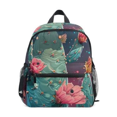 Imagem de GAIGEO Fantastic Cactus Pink Flowers Backpack for Baby with Whistle, Adjustable Chest Strap, Boys Toddler Backpack Lightweight & Compact for Ages 3-8