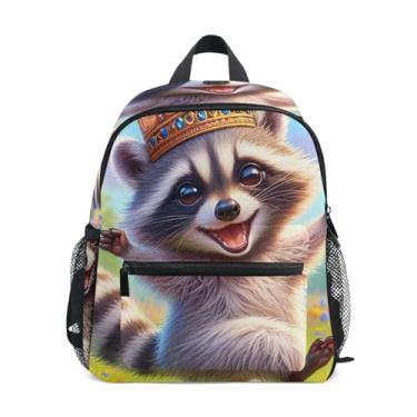 Imagem de GAIGEO Happy Animal Raccoon Floral Toddler School Backpack with Whistle, Adjustable Chest Strap, Boy Backpack Lightweight & Compact for Ages 3-8