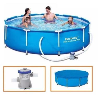 Imagem de Piscina Bestway 4678 Litros Estrutural + Bomba Filtrante 110v + CAPA