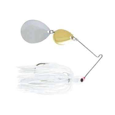 Imagem de Isca giratória Luck E Strike Jimmy Houston Legends com lâminas Colorado (isca giratória de 1/56.7 g), gancho 5/0, saia branca