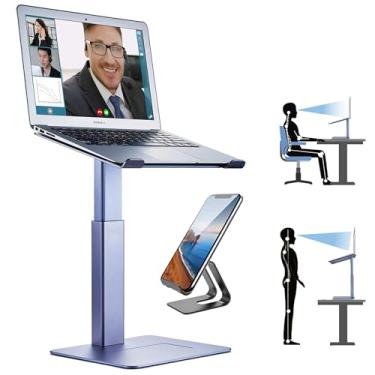 Imagem de Suporte de laptop ajustável para mesa, suporte elevado para laptop para modo de pé e sentado, vários ângulos para projetor/notebook/iPad (pacote com 2: S370 & S180)