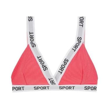 Imagem de Sutiã Sexy Feminino Com Decote Em V Profundo E Estampa De Letras, Sem 