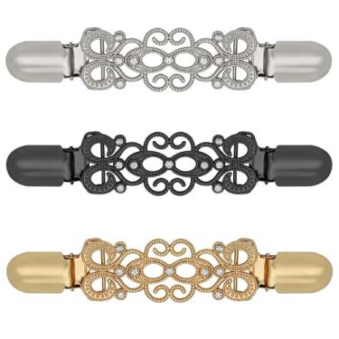 Imagem de 3 peças de clipes justos vintage clipes para vestido nas costas, xale, suéter, cardigã, colarinho, apertador, calça, apertador, roupas, clipe para apertar o vestido para mulheres