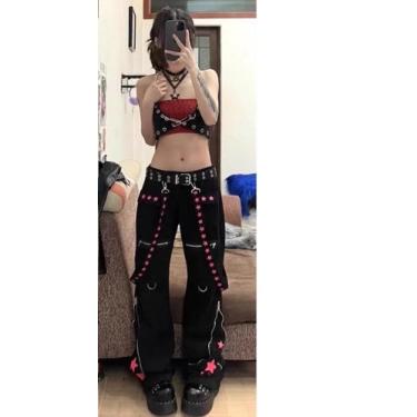 Imagem de Calças Jeans Baggy Com Estampa De Estrela Y2K Para Mulheres, Estilo Eu